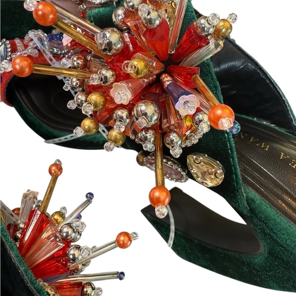 Azalea Wang Greenberry Beaded Rhinestone Dress Sandals NEW Size 6M NWOB - Picture 11 of 13